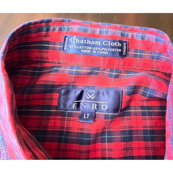 Enro Plaid Shirt Mens Size LT Chatham Cloth Button Down Long Sleeve Button Down - Picture 3 of 7